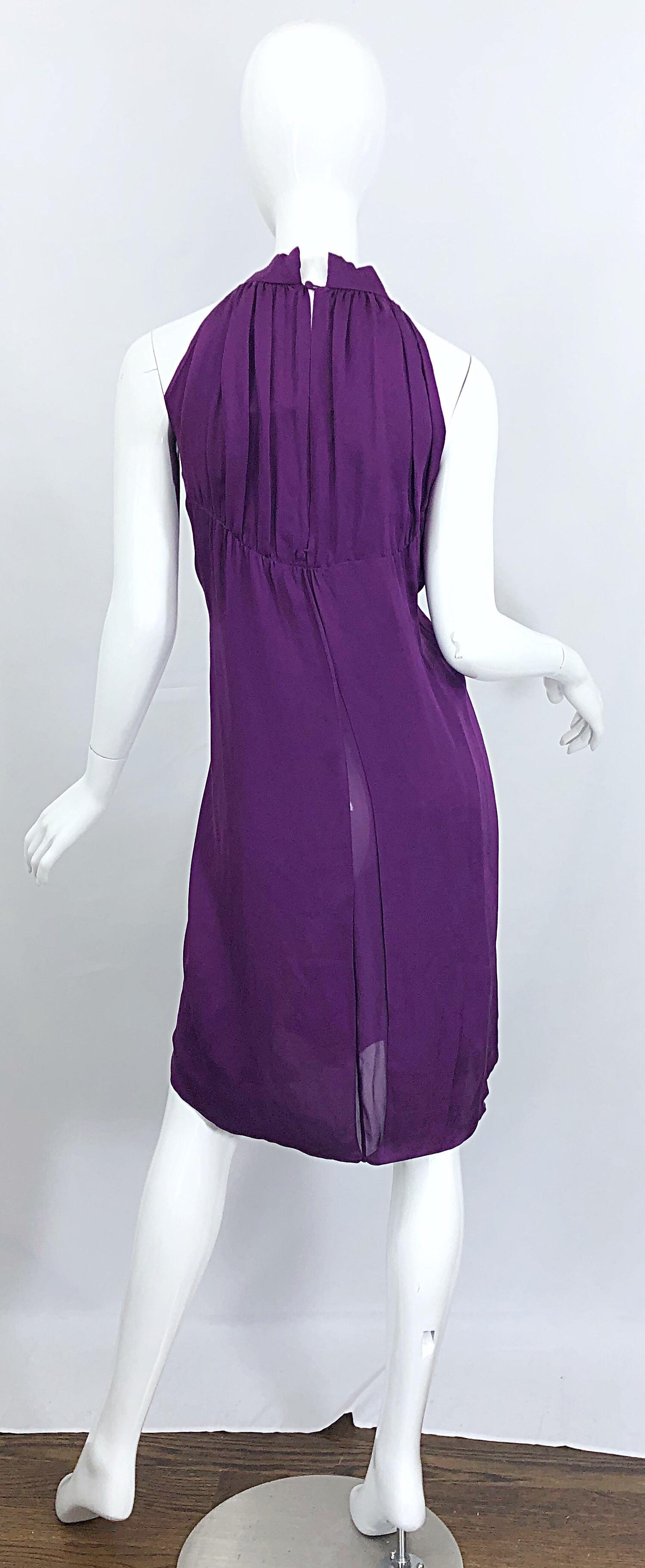 Violet Yves Saint Laurent Robe Rive Gauche en soie violette, taille 40/US 8, A/H 2007 en vente