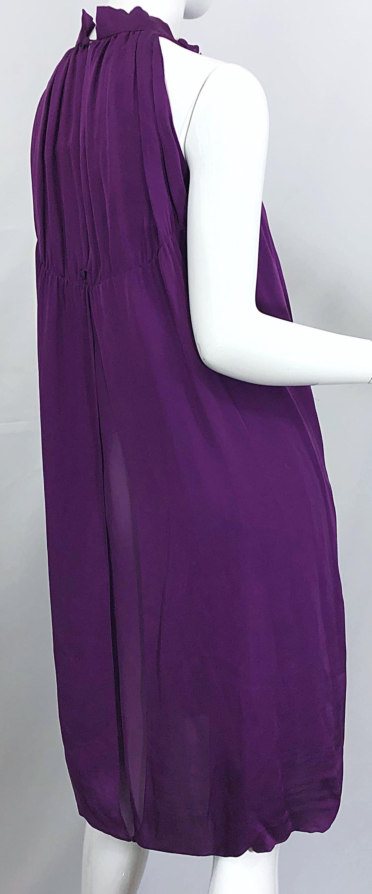 Women's Yves Saint Laurent A / W 2007 Purple Silk Size 40 / US 8 YSL Rive Gauche Dress For Sale