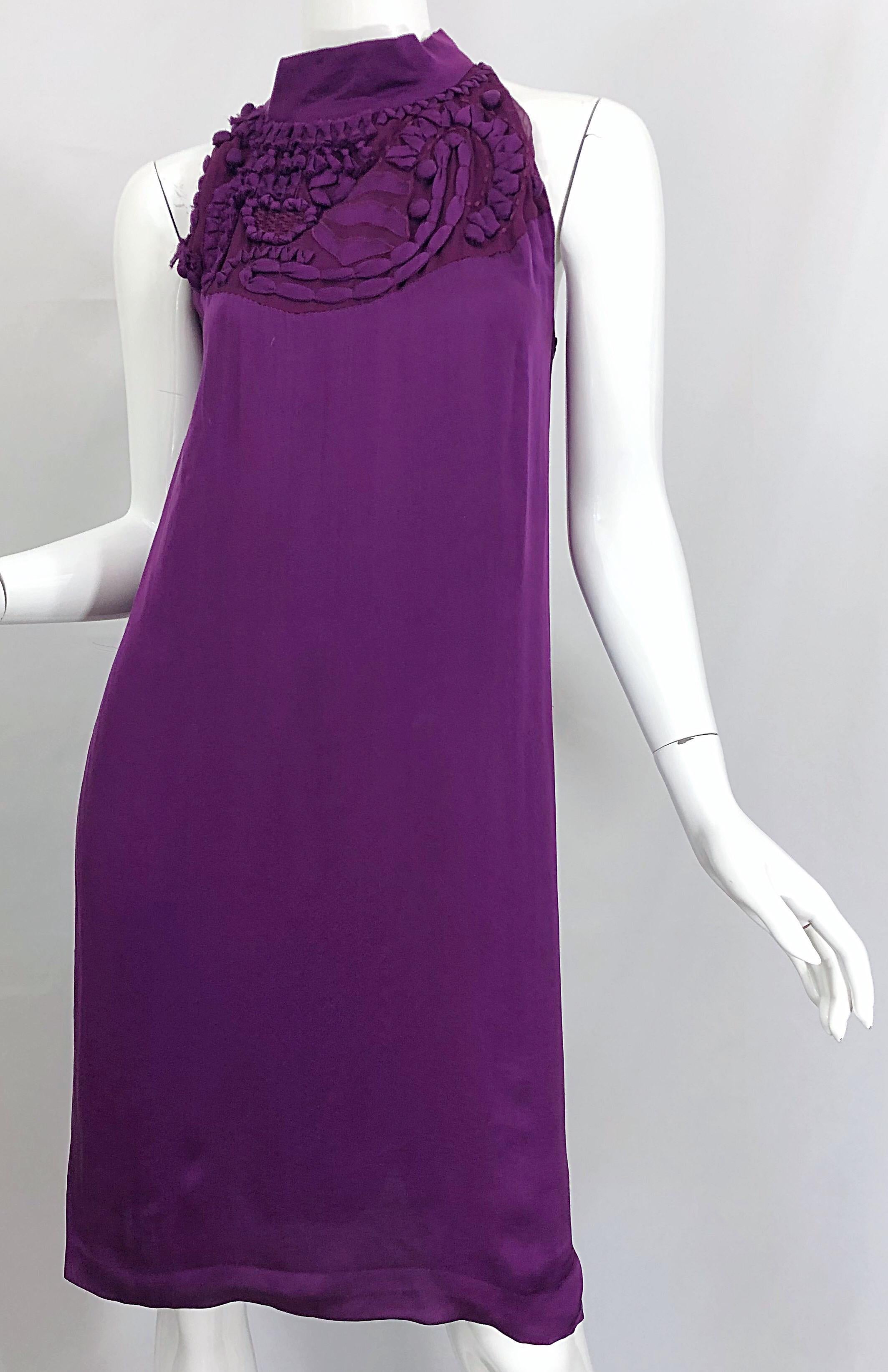 Yves Saint Laurent A / W 2007 Purple Silk Size 40 / US 8 YSL Rive Gauche Dress For Sale 1