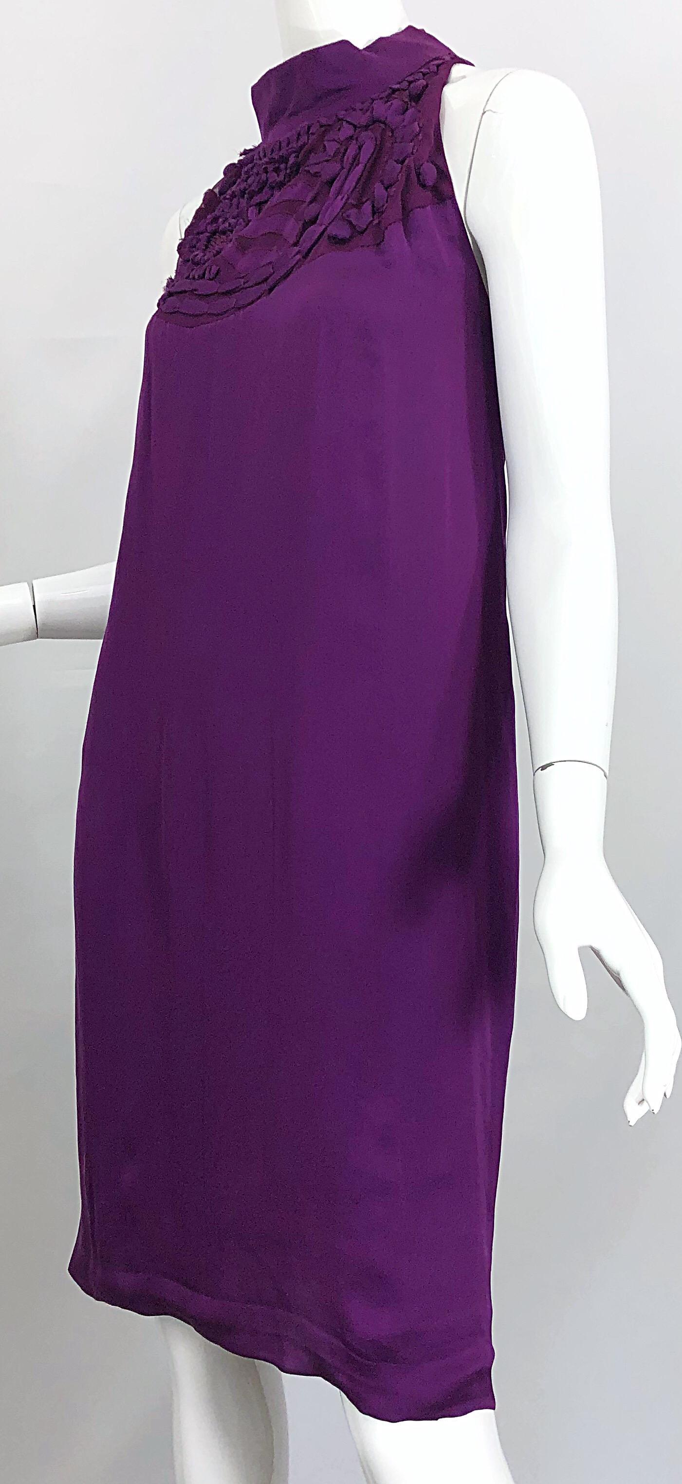 Yves Saint Laurent Robe Rive Gauche en soie violette, taille 40/US 8, A/H 2007 en vente 4