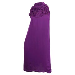 Used Yves Saint Laurent A / W 2007 Purple Silk Size 40 / US 8 YSL Rive Gauche Dress