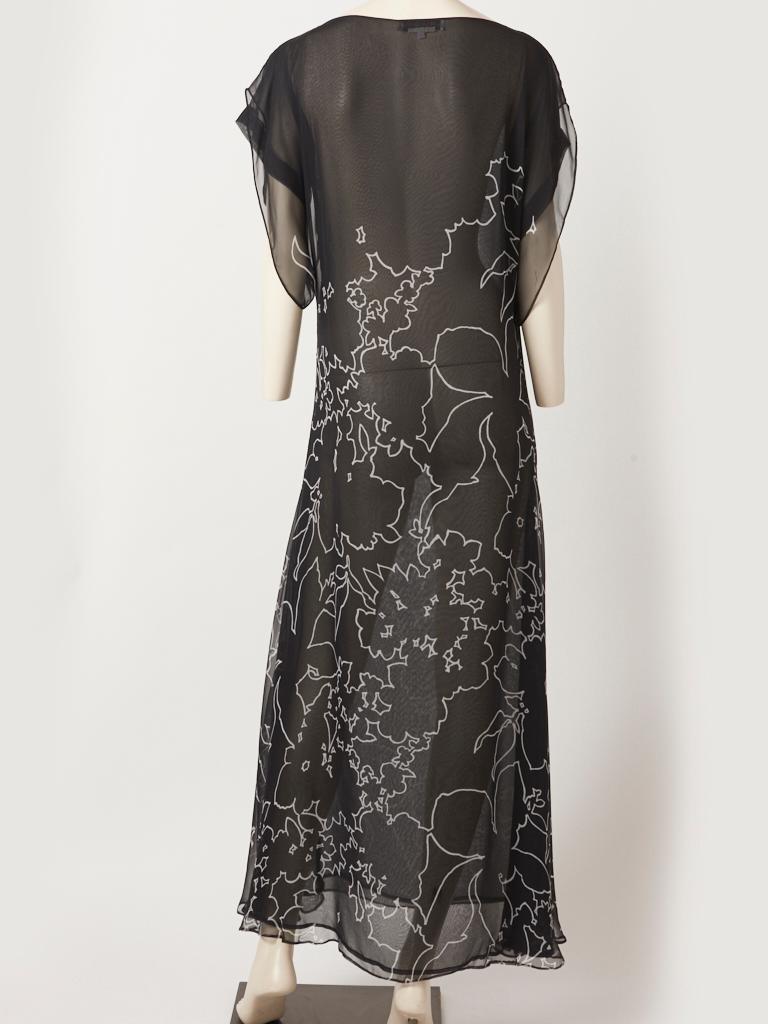 Yves Saint Laurent Abstract Pattern Chiffon Chemise Style Dress In Good Condition In New York, NY
