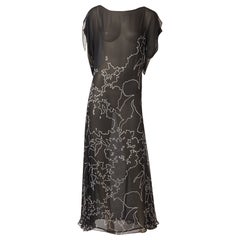 Vintage Yves Saint Laurent Abstract Pattern Chiffon Chemise Style Dress