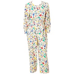 Yves Saint Laurent Abstract Pattern Cotton Jumpsuit