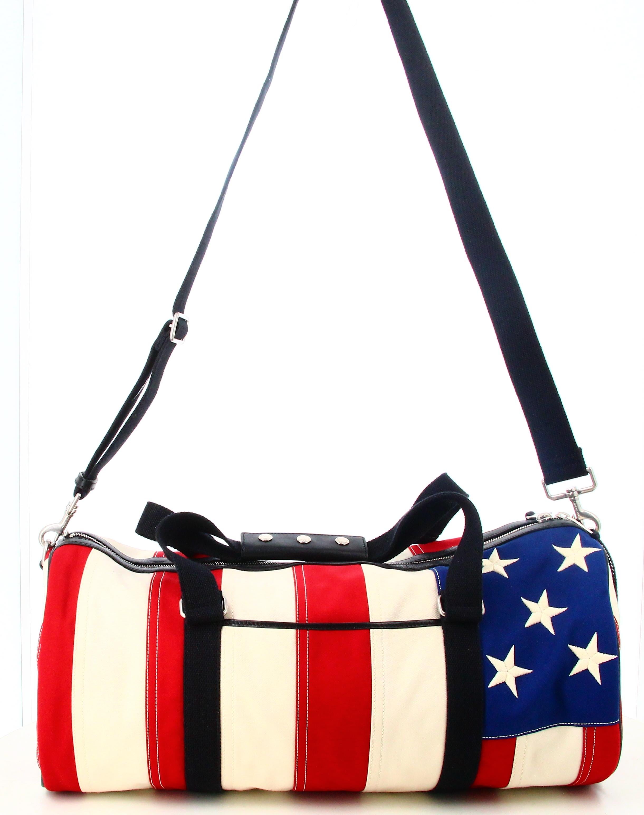 Borsa da viaggio in tela con bandiera americana di Yves Saint Laurent In condizioni buone in vendita a PARIS, FR