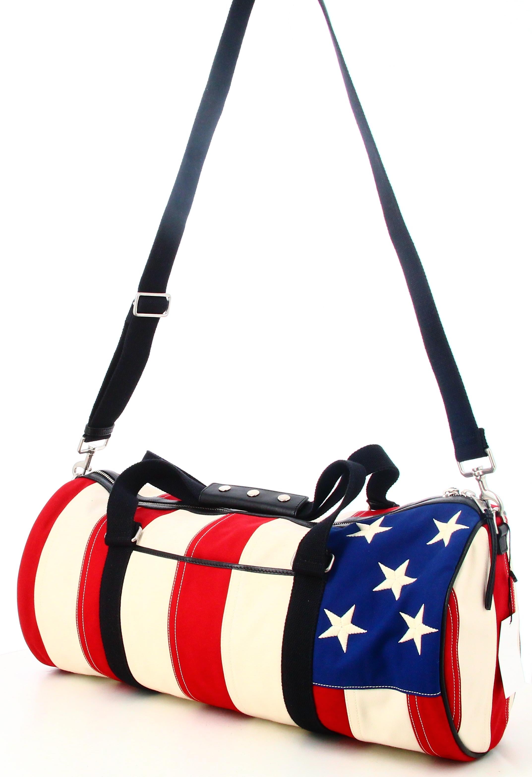 da uomo o donna Borsa da viaggio in tela con bandiera americana di Yves Saint Laurent in vendita