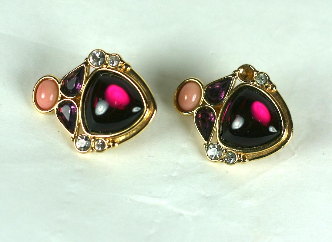 Yves Saint Laurent Amythest Clip Earrings In Excellent Condition In New York, NY