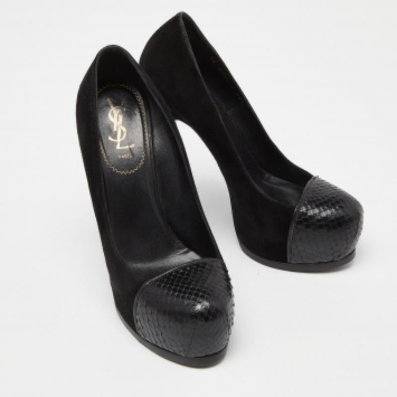 Yves Saint Laurent et Snakeskin Cap Toe Tribtoo Platform Pumps Size 38.5 Pour femmes en vente
