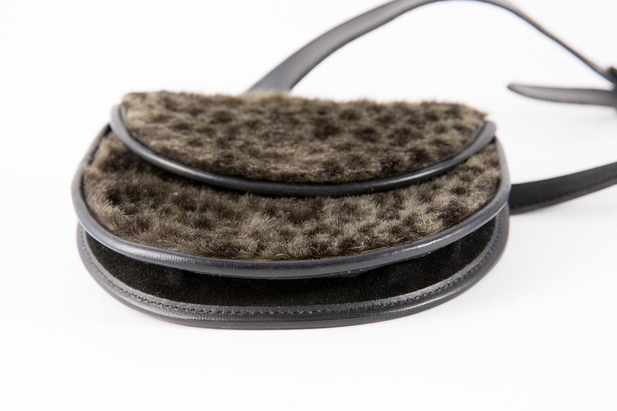 mini faux fur animal print belt bag