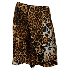 Yves Saint Laurent Animal Print Silk Skirt