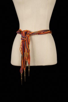 Yves Saint Laurent Antique Colorful Cotton Braid Belt