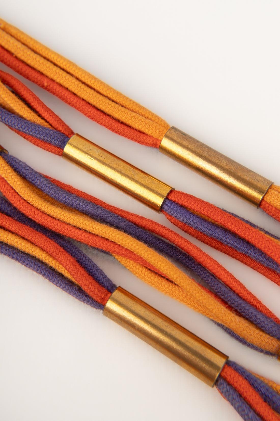 Yves Saint Laurent Cintura a treccia in cotone colorato antico in vendita 2