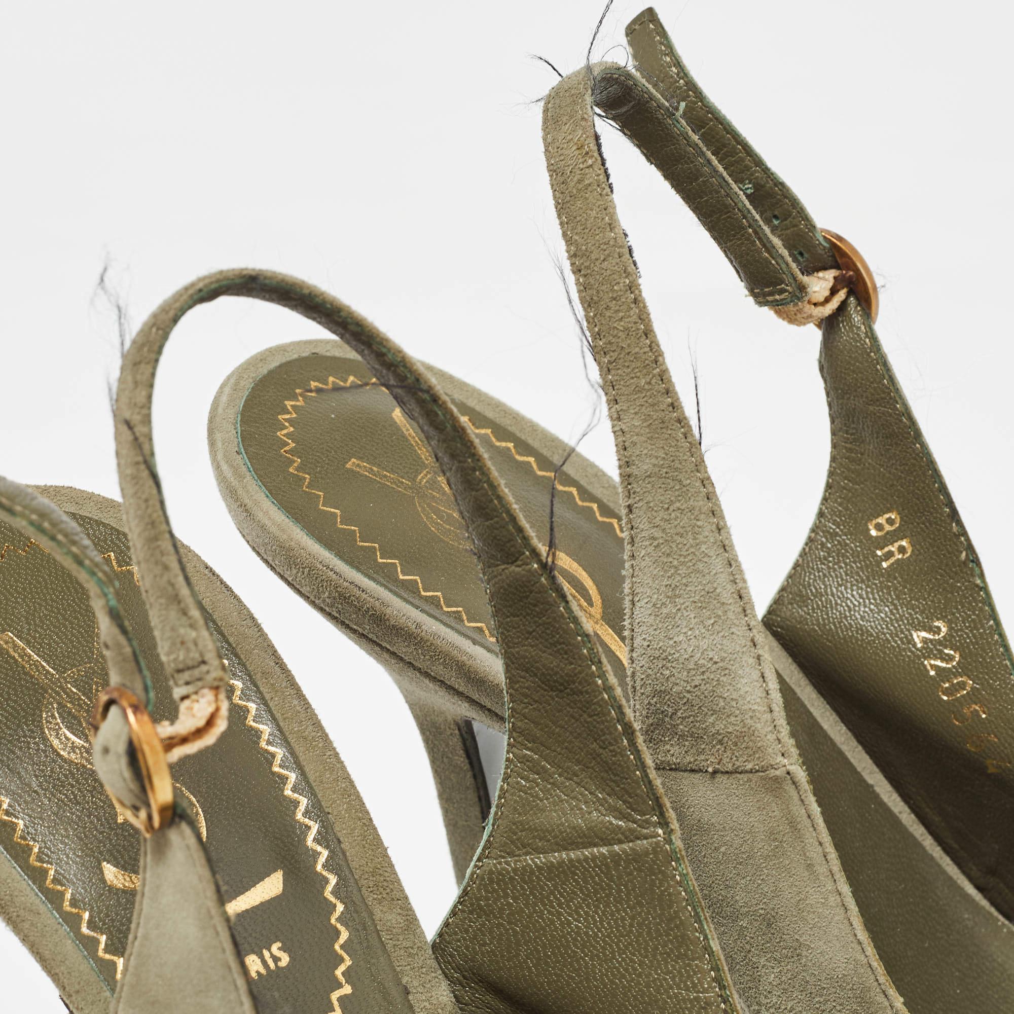Yves Saint Laurent - Escarpins à bride arrière en daim vert « Tribtoo », taille 35 Pour femmes en vente