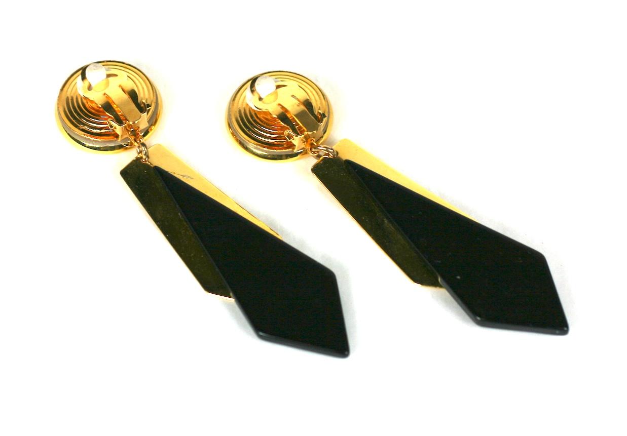 Yves Saint Laurent Art Deco Revival Earclips In Excellent Condition In New York, NY