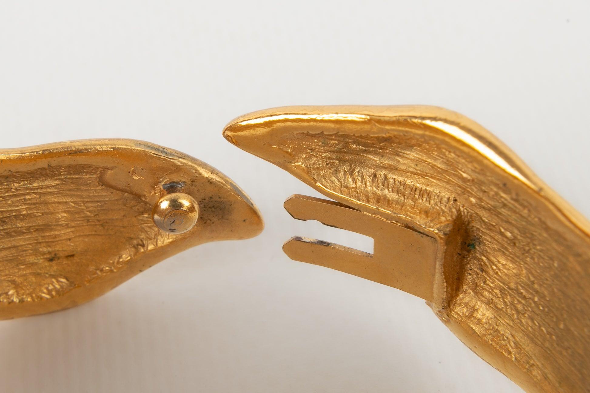 Yves Saint Laurent Articulated Golden Metal Bracelet For Sale 2
