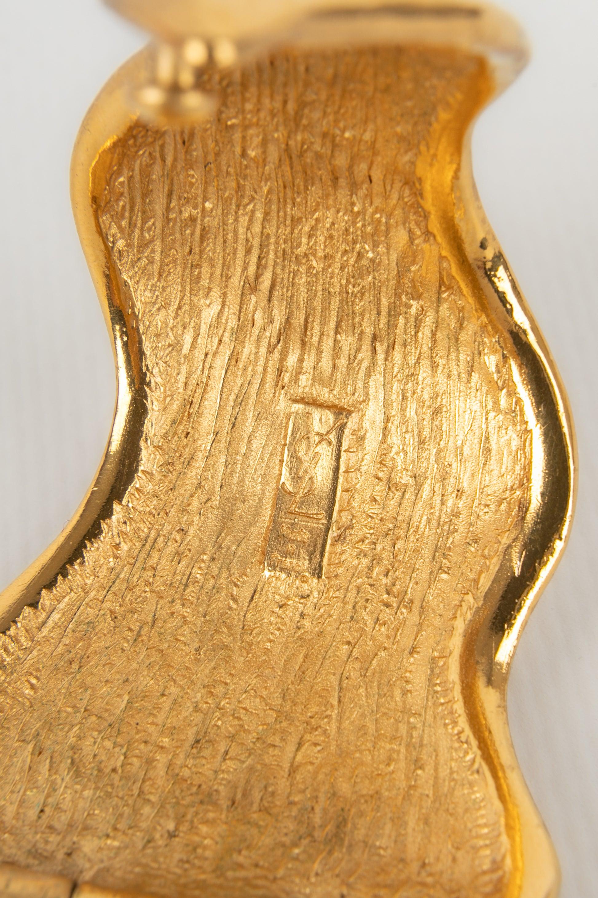 Yves Saint Laurent Articulated Golden Metal Bracelet For Sale 3