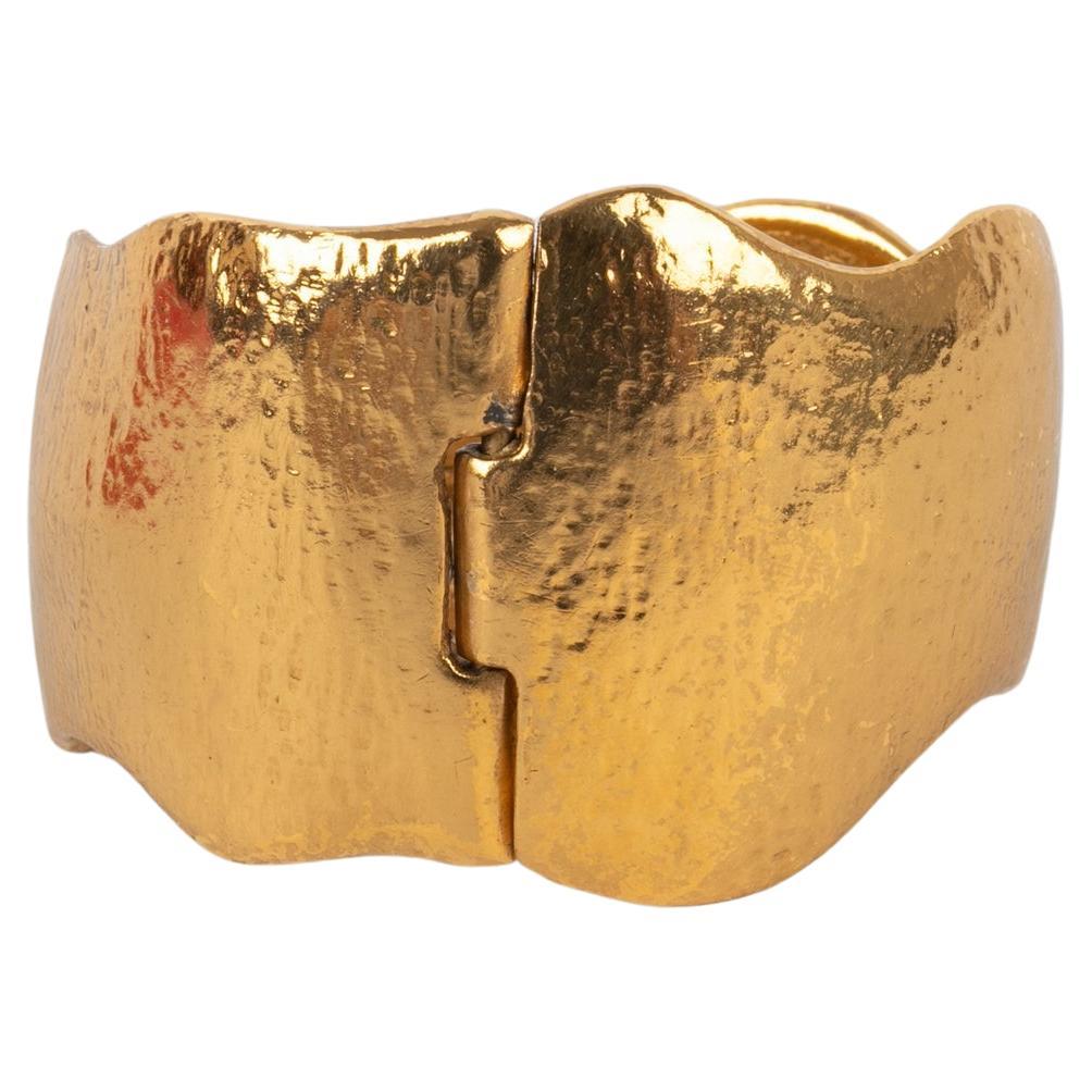 Yves Saint Laurent Articulated Golden Metal Bracelet For Sale