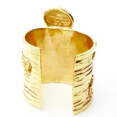 YVES SAINT LAURENT Arty red oval stone textured wide cuff bangle