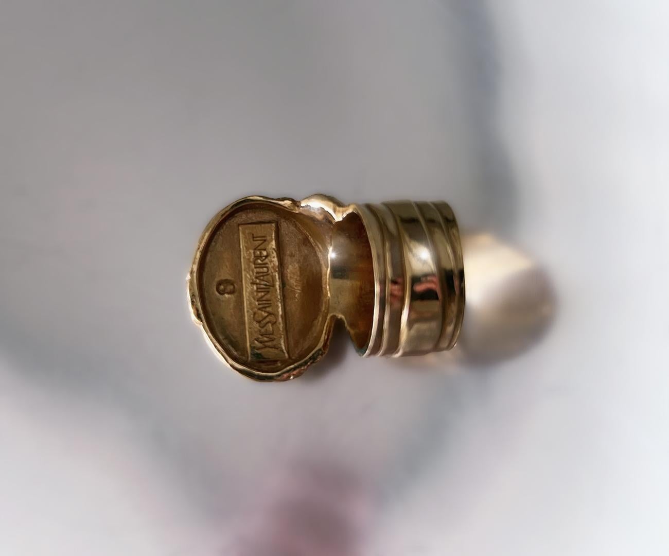 Yves Saint Laurent Arty Ring YSL Türkis Statement Goldring Damen im Angebot