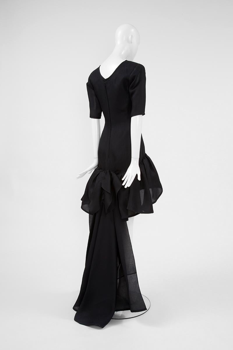 Yves Saint Laurent Runway Asymmetric Ruffled Bow Evening Dress, SS 1990 For Sale 4
