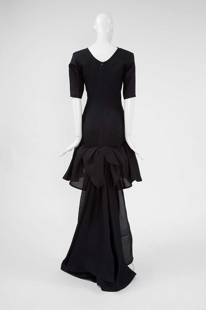 Yves Saint Laurent Runway Asymmetric Ruffled Bow Evening Dress, SS 1990 For Sale 6