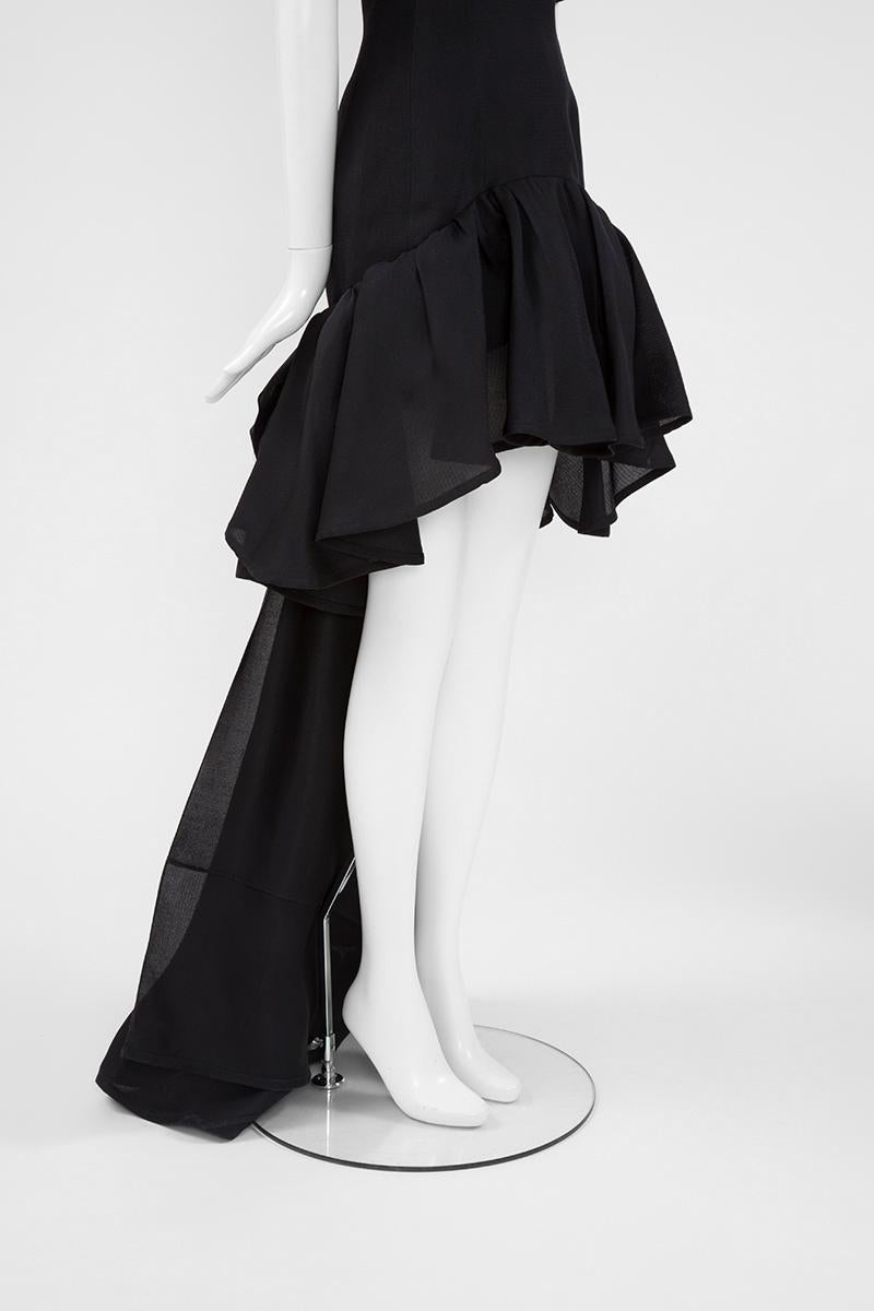 Yves Saint Laurent Runway Asymmetric Ruffled Bow Evening Dress, SS 1990 For Sale 1