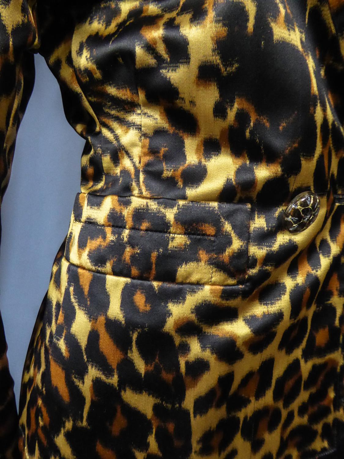 Yves Saint Laurent Printed Panther Satin (attributed to) Skirt Suit Circa 1990 For Sale 5