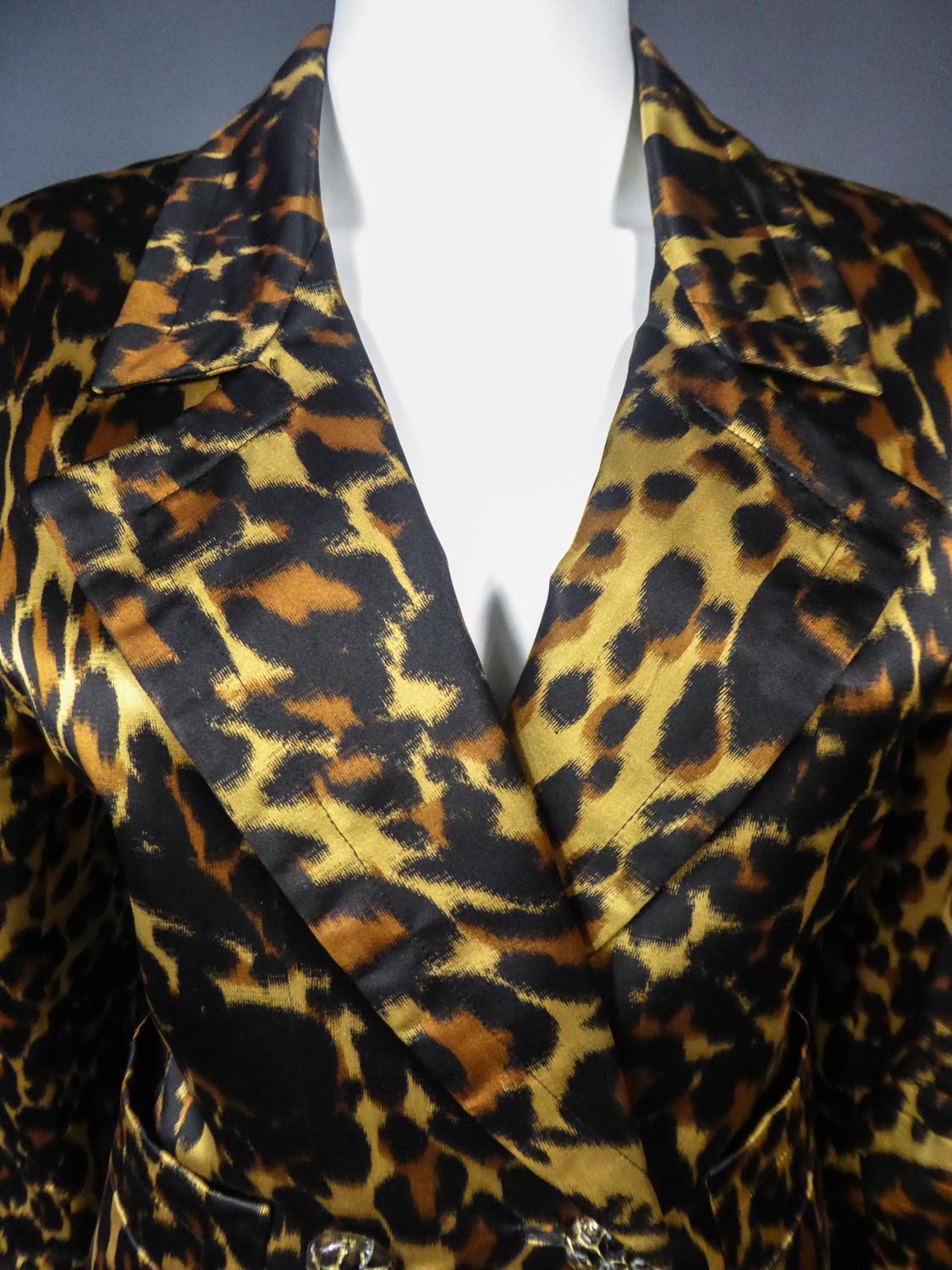 Yves Saint Laurent Printed Panther Satin (attributed to) Skirt Suit Circa 1990 For Sale 1
