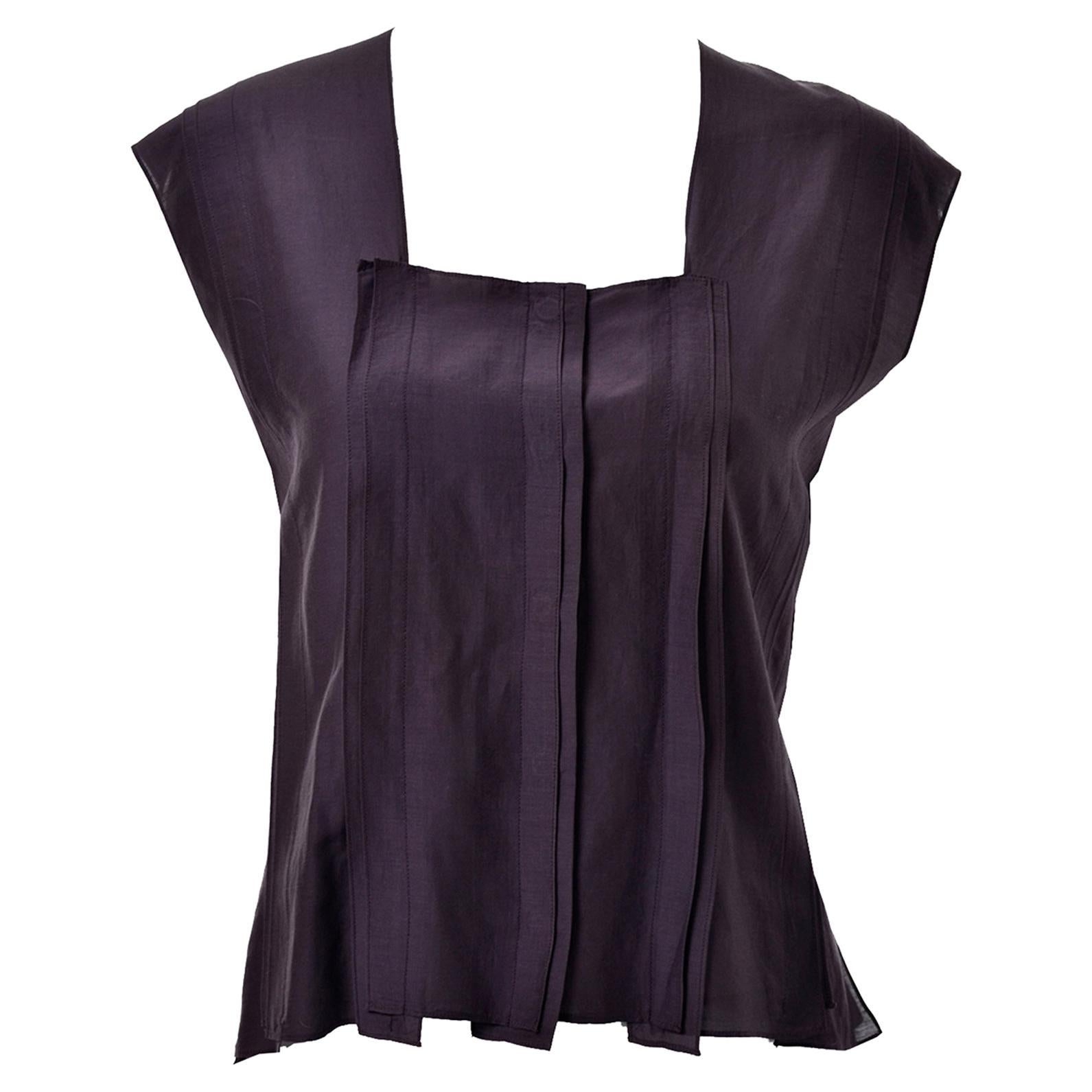 Yves Saint Laurent Aubergine Purple Sleeveless Cotton top