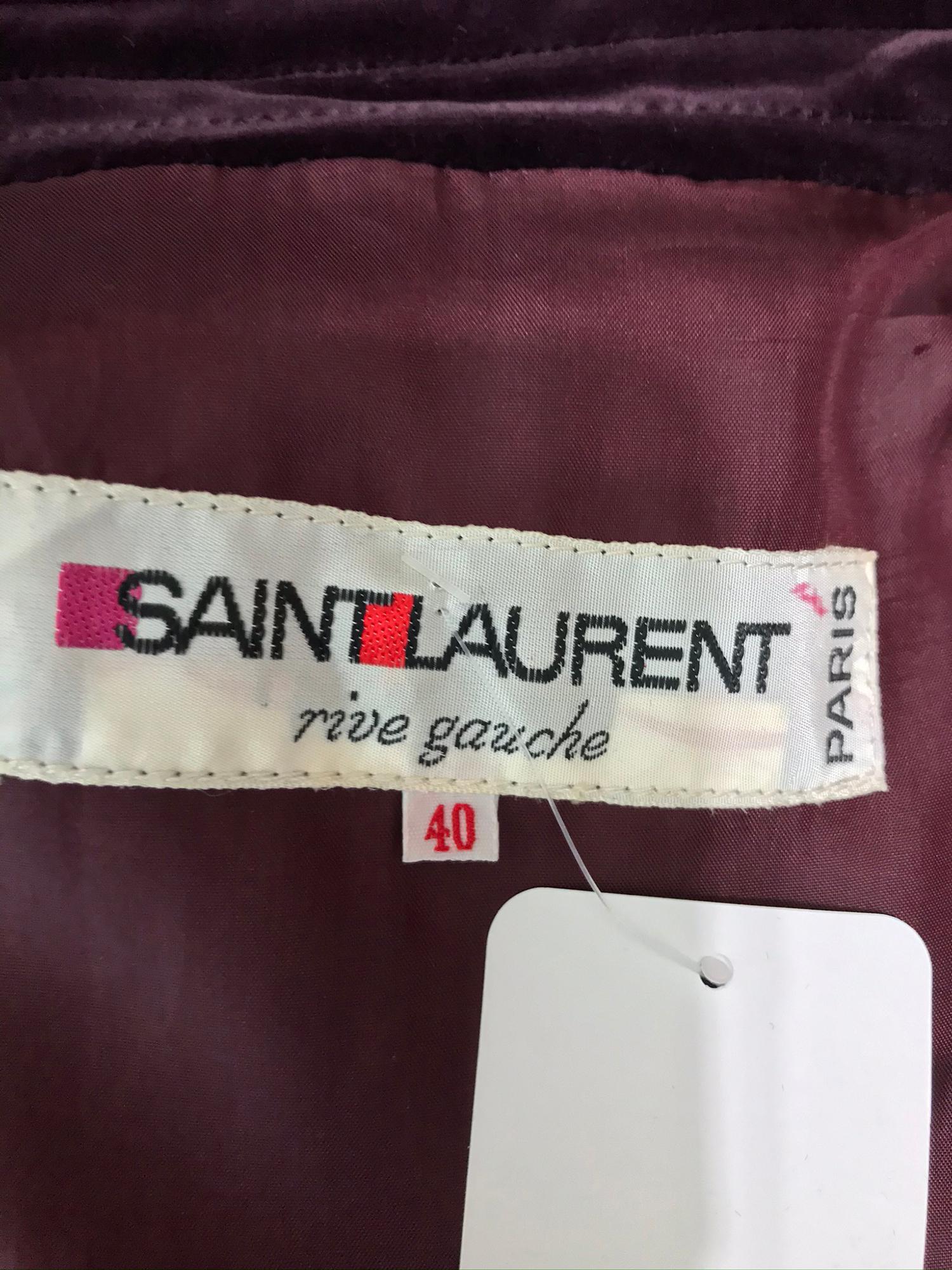 Yves Saint Laurent Aubergine Velvet Smock Coat 1970s  6