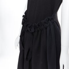 YVES SAINT LAURENT AW09 black cap sleeve ruched tie front bubble hem dress FR38