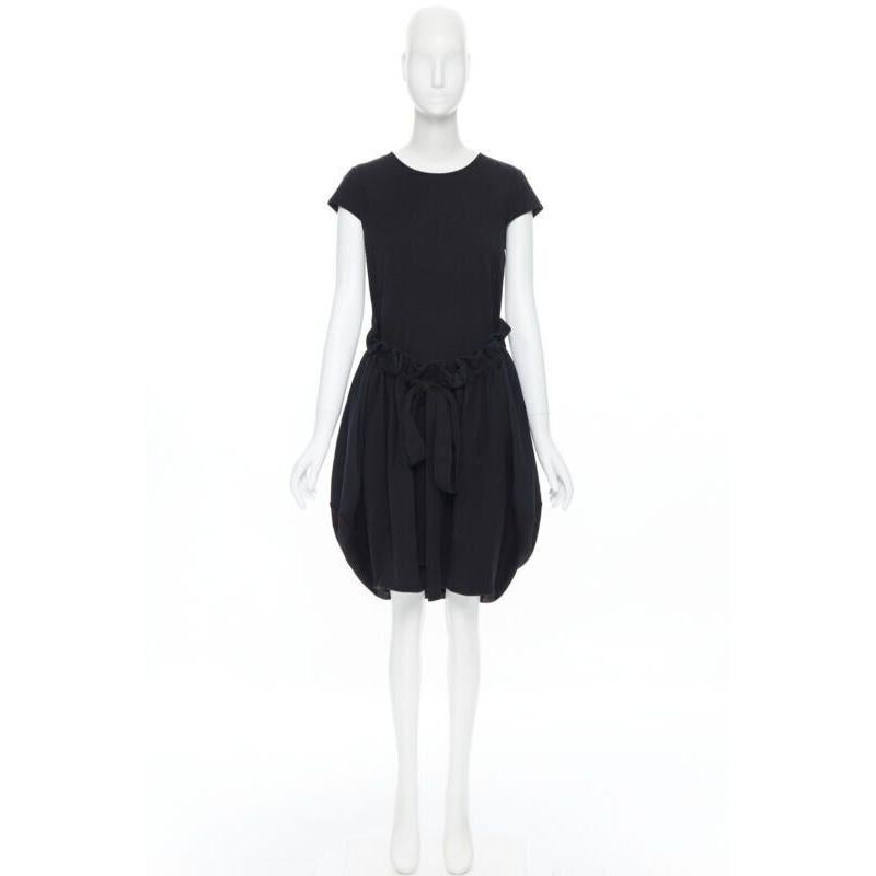 YVES SAINT LAURENT AW09 vestido negro de manga casquillo con lazada fruncida y bajo de burbuja FR38 Negro en venta