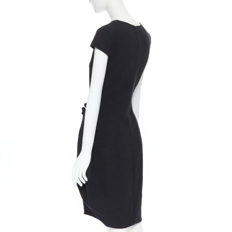 YVES SAINT LAURENT AW09 black cap sleeve ruched tie front bubble hem dress FR38 For Sale 3