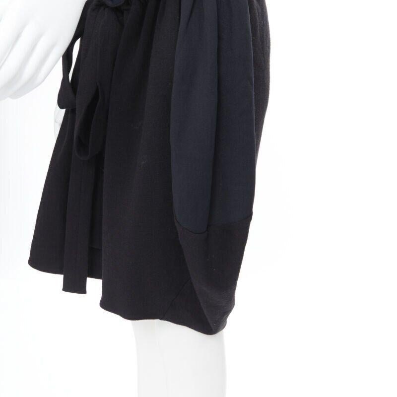 YVES SAINT LAURENT AW09 black cap sleeve ruched tie front bubble hem dress FR38 For Sale 5