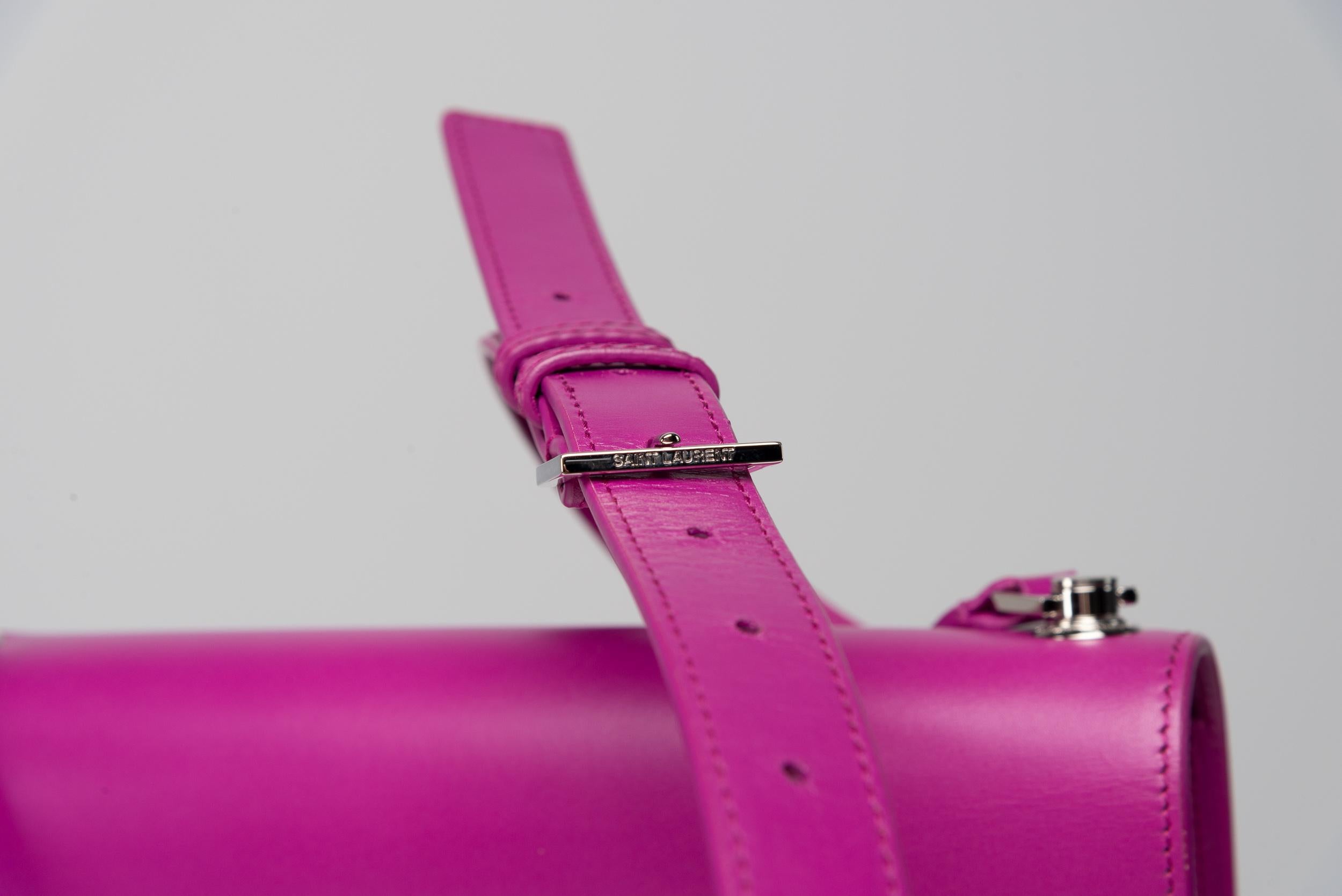 Yves Saint Laurent Bag Le Carre Satchel Bag Purple magenta  For Sale 5