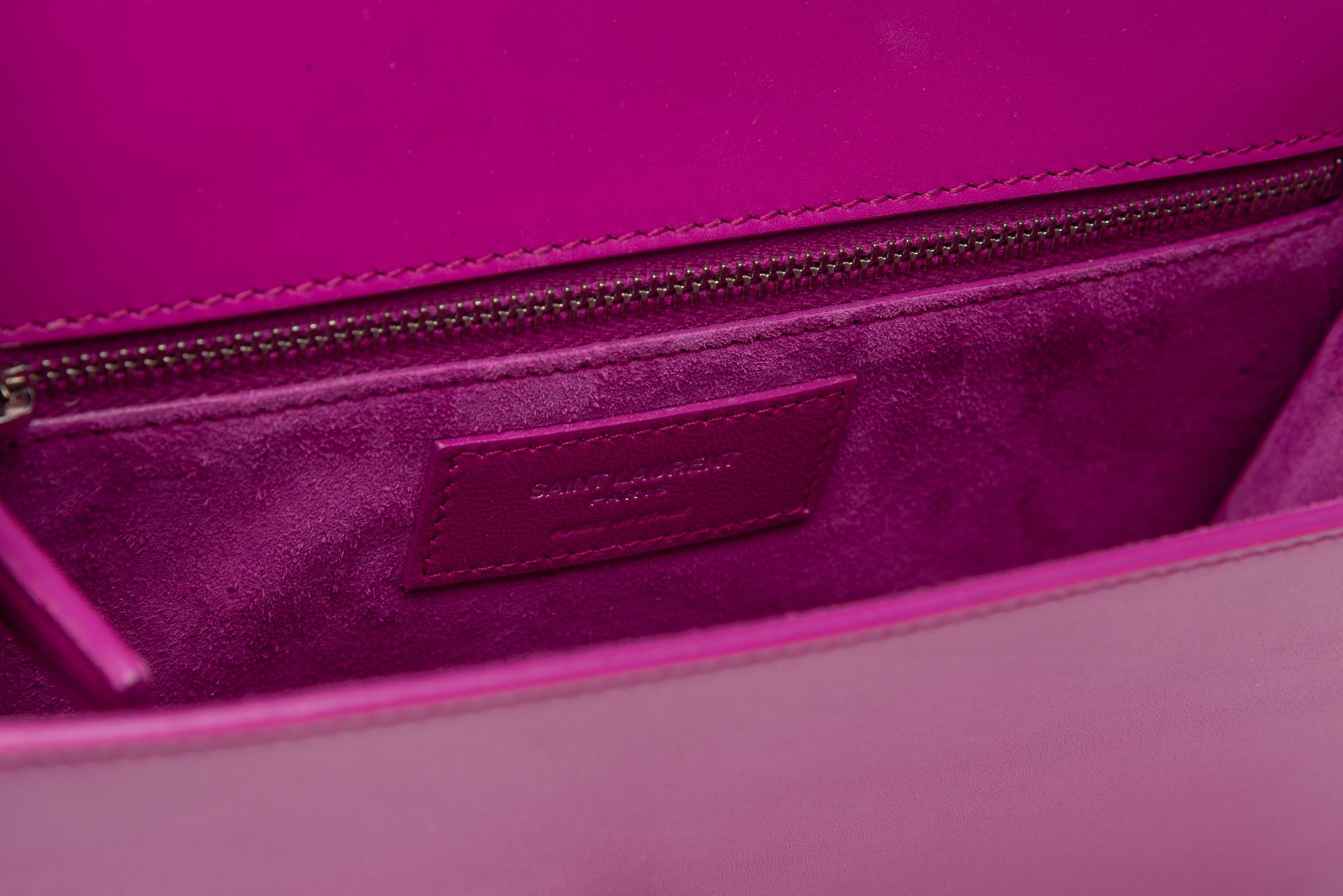 Yves Saint Laurent Bag Le Carre Satchel Bag Purple magenta  For Sale 8