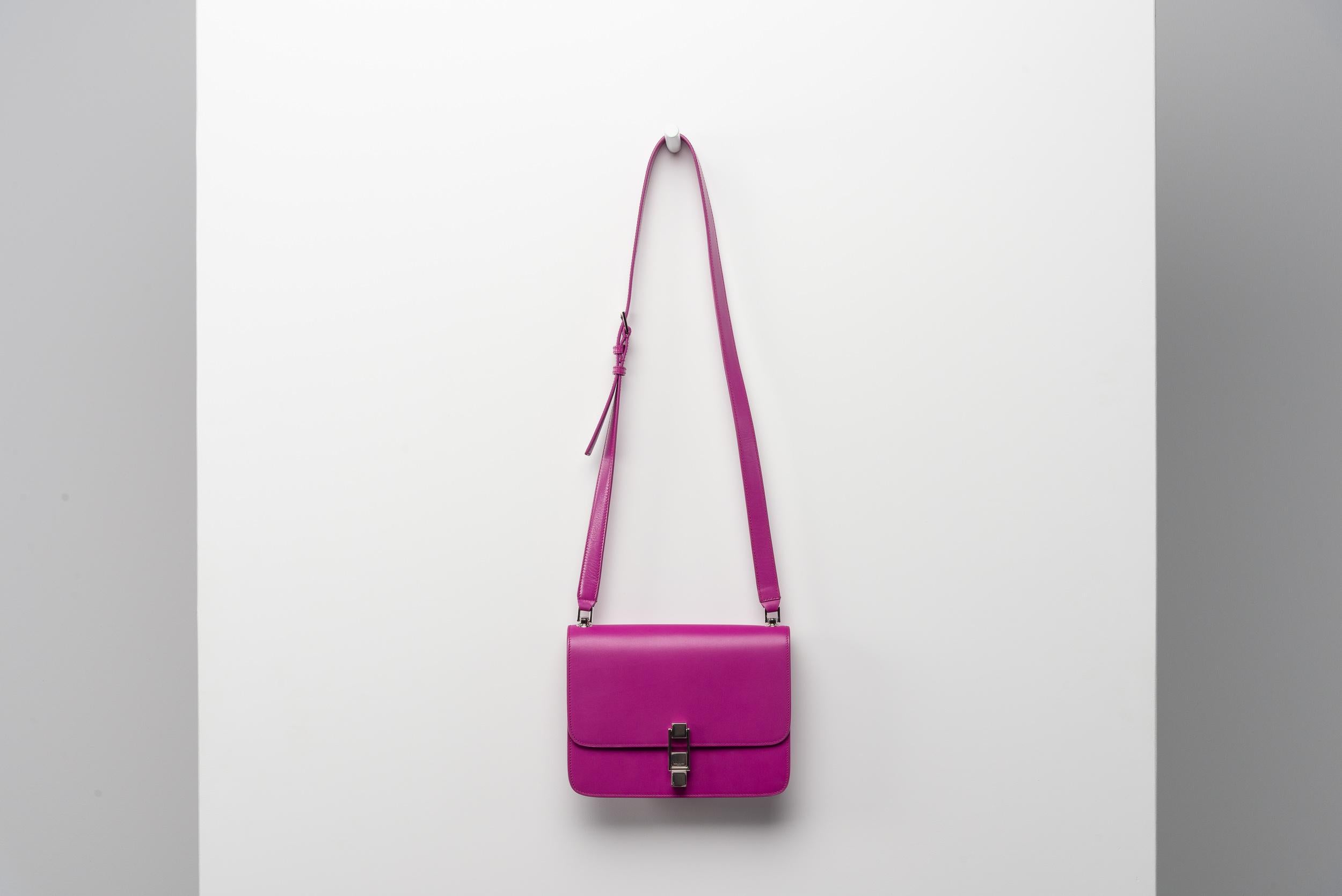 Yves Saint Laurent Bag Le Carre Satchel Bag Purple magenta  For Sale 11