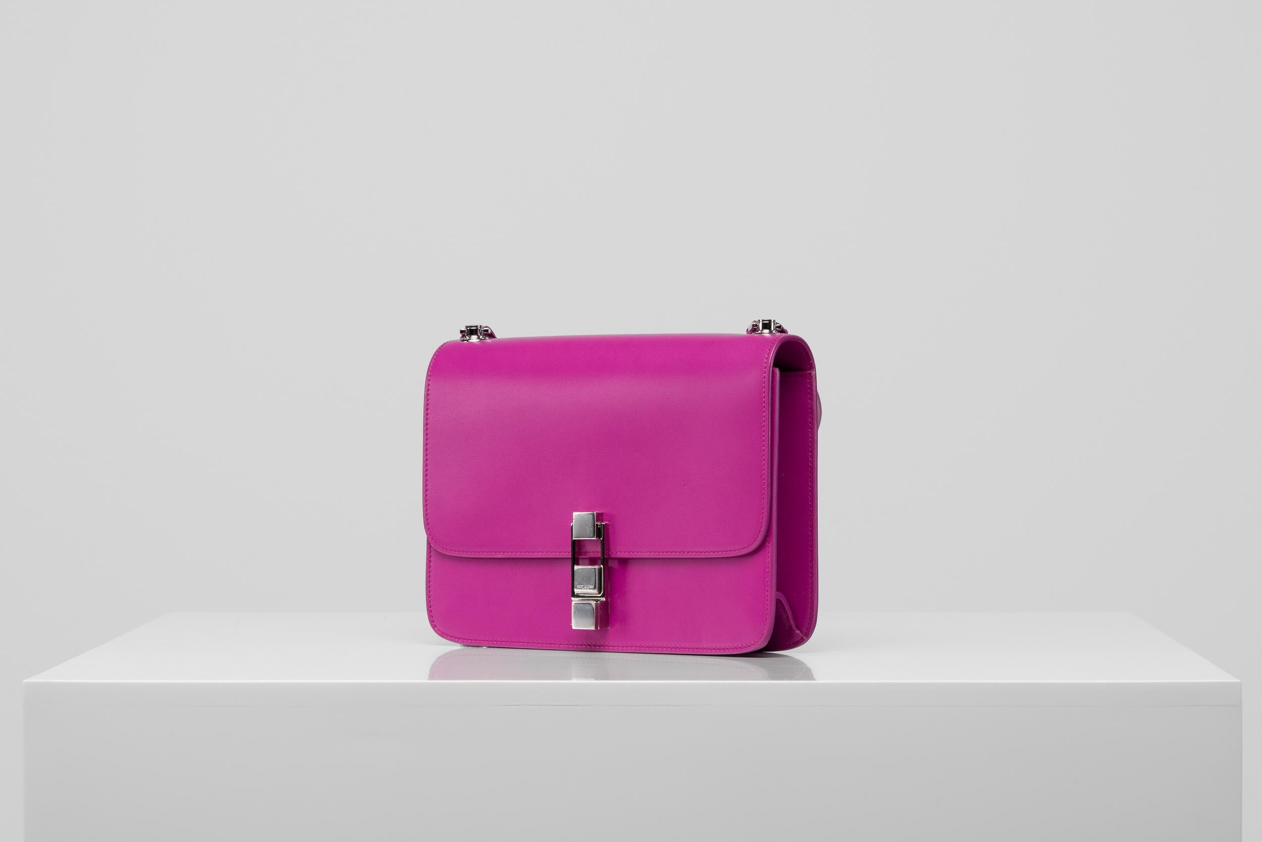 Yves Saint Laurent Bag Le Carre Satchel Bag Purple magenta  In Good Condition For Sale In Roosendaal, NL