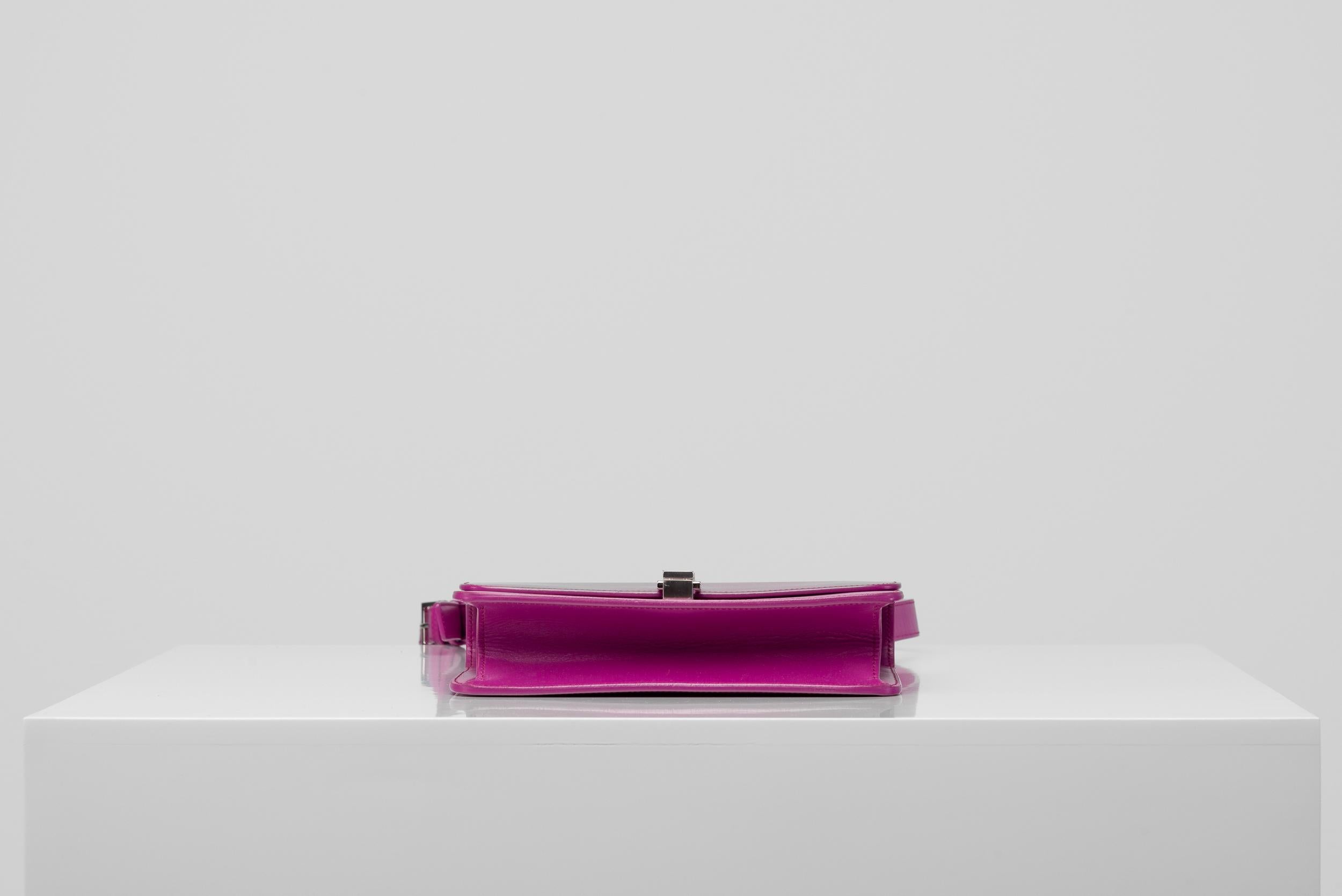 Yves Saint Laurent Bag Le Carre Satchel Bag Purple magenta  For Sale 2