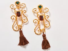 Yves Saint Laurent Baroque Tasseled Shoulder Sweepers Clip On Earrings