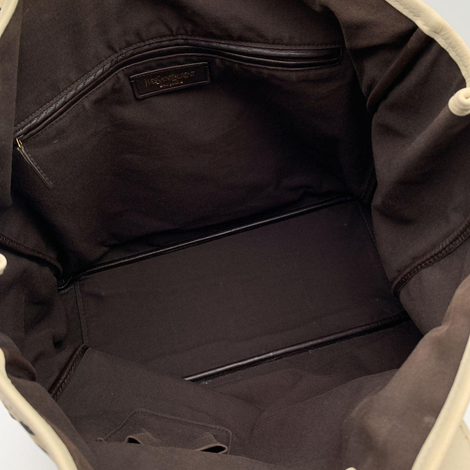 Yves Saint Laurent Beige Animalier Canvas Tote Shoulder Bag 2