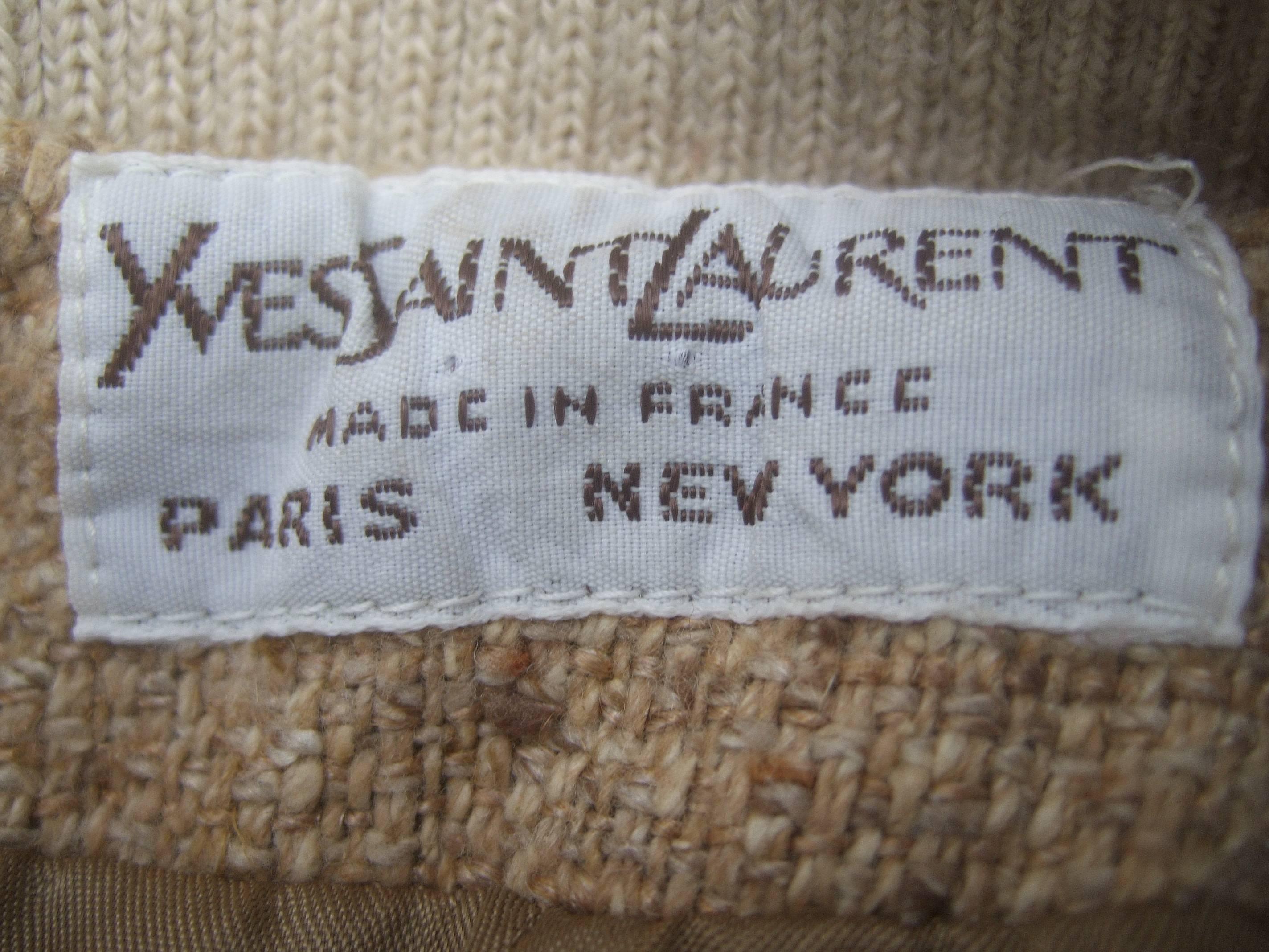 Yves Saint Laurent Beige Burlap Linen Unisex Zippered Jacket circa 1970s 3