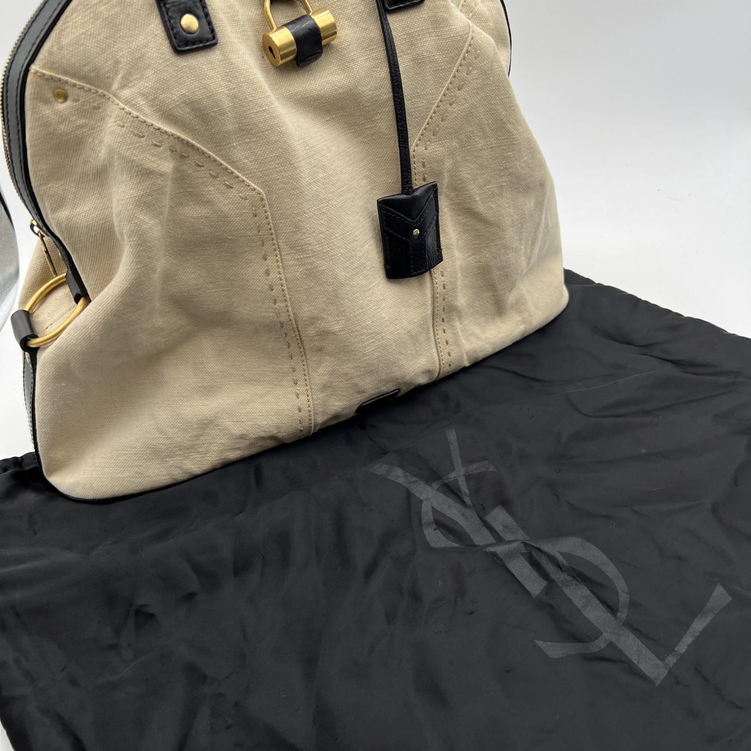 Yves Saint Laurent Beige Canvas Large Muse Tote Shoulder Bag 1