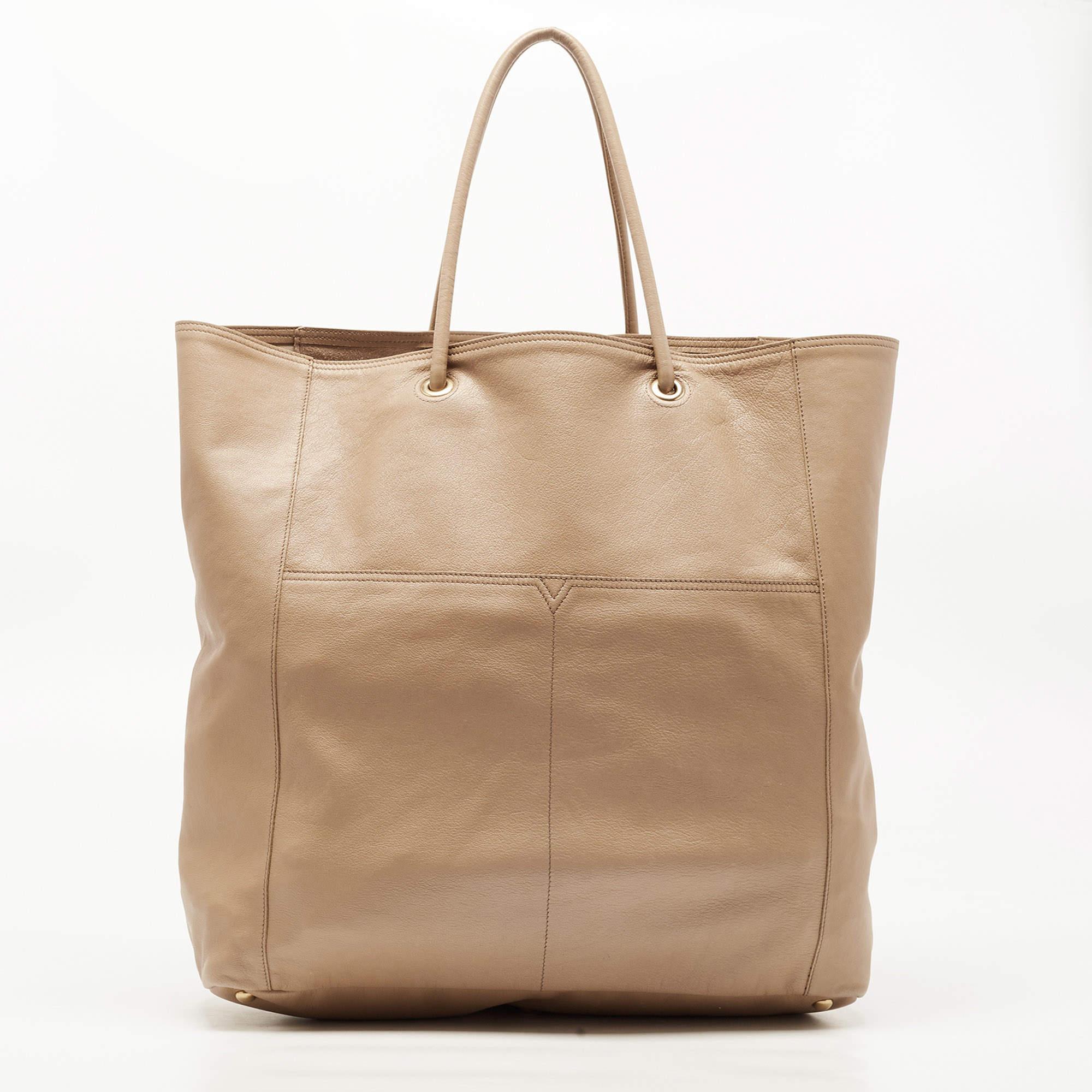 Yves Saint Laurent Beige Leather Lucky Chyc Tote 8