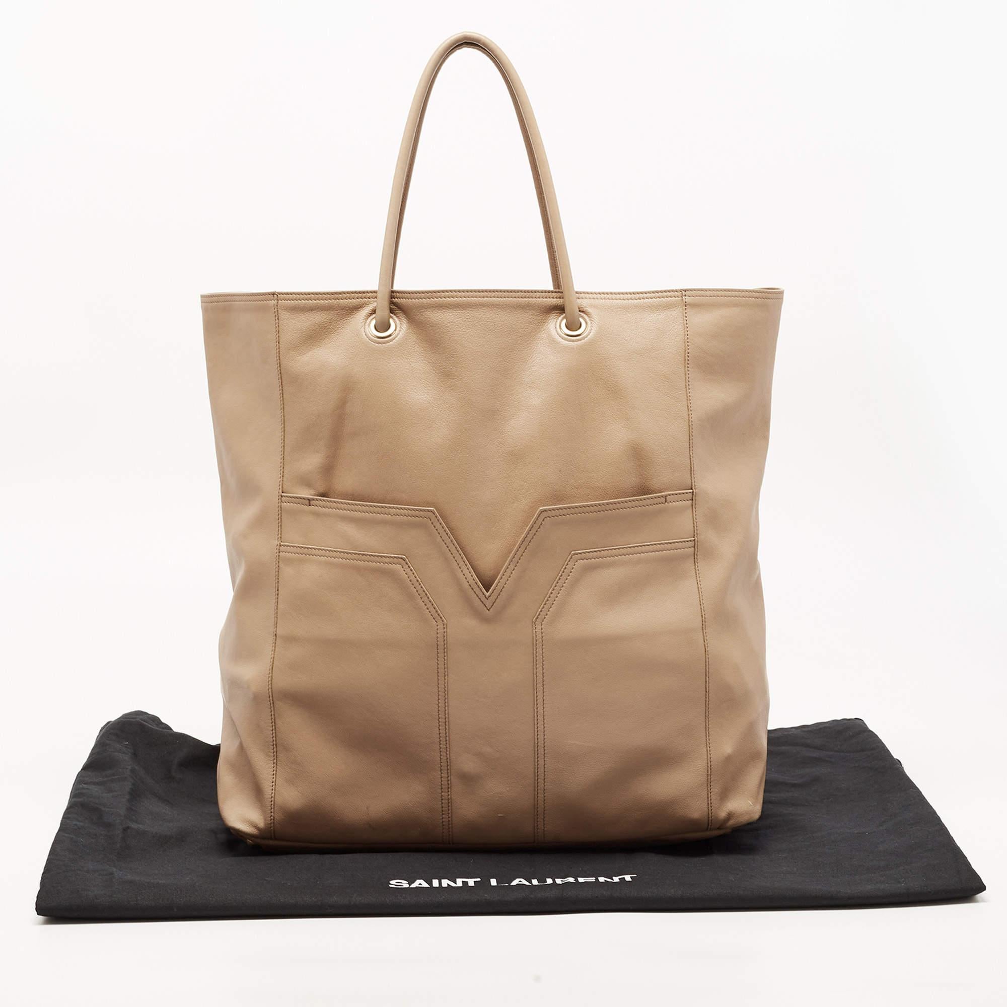 Yves Saint Laurent Beige Leather Lucky Chyc Tote 15