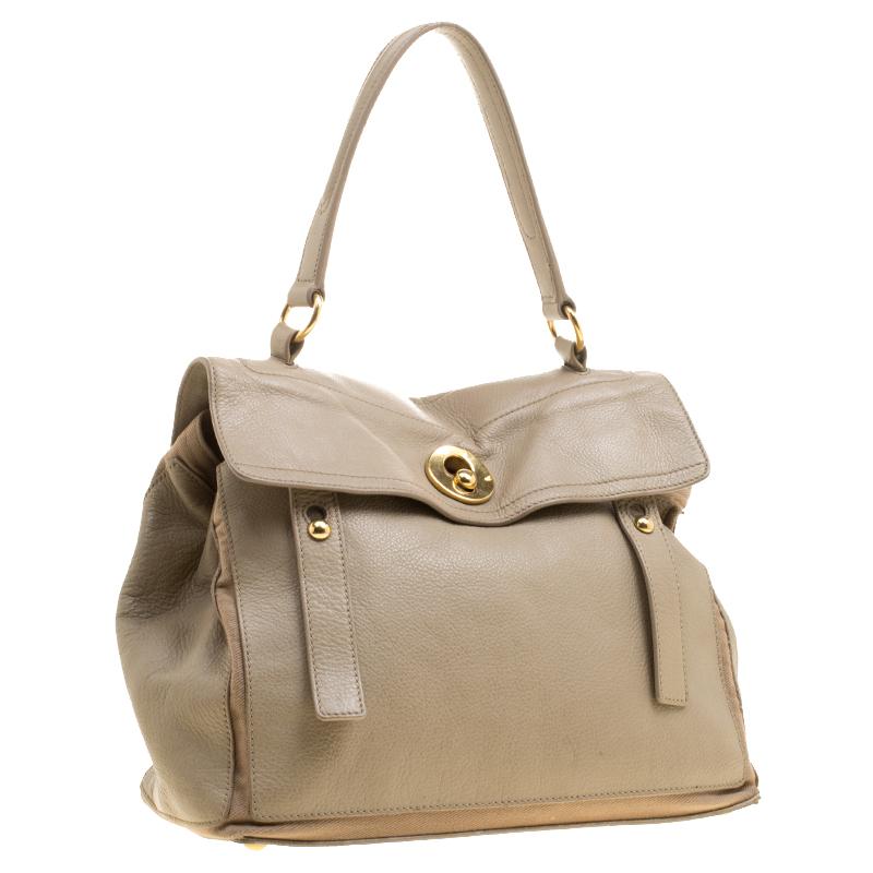 Women's Yves Saint Laurent Beige Leather Medium Muse Two Satchel