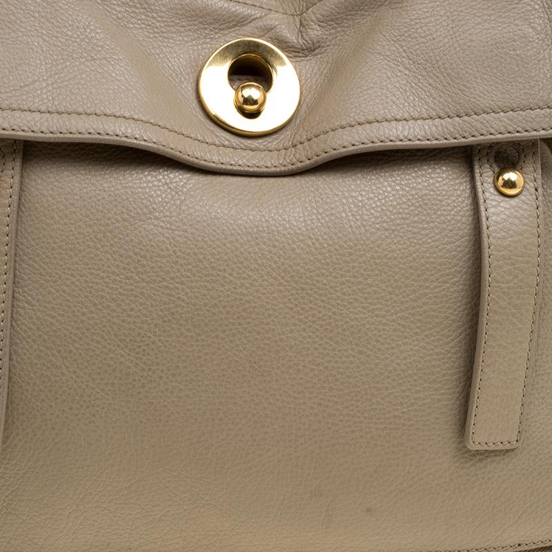Yves Saint Laurent Beige Leather Medium Muse Two Satchel 2