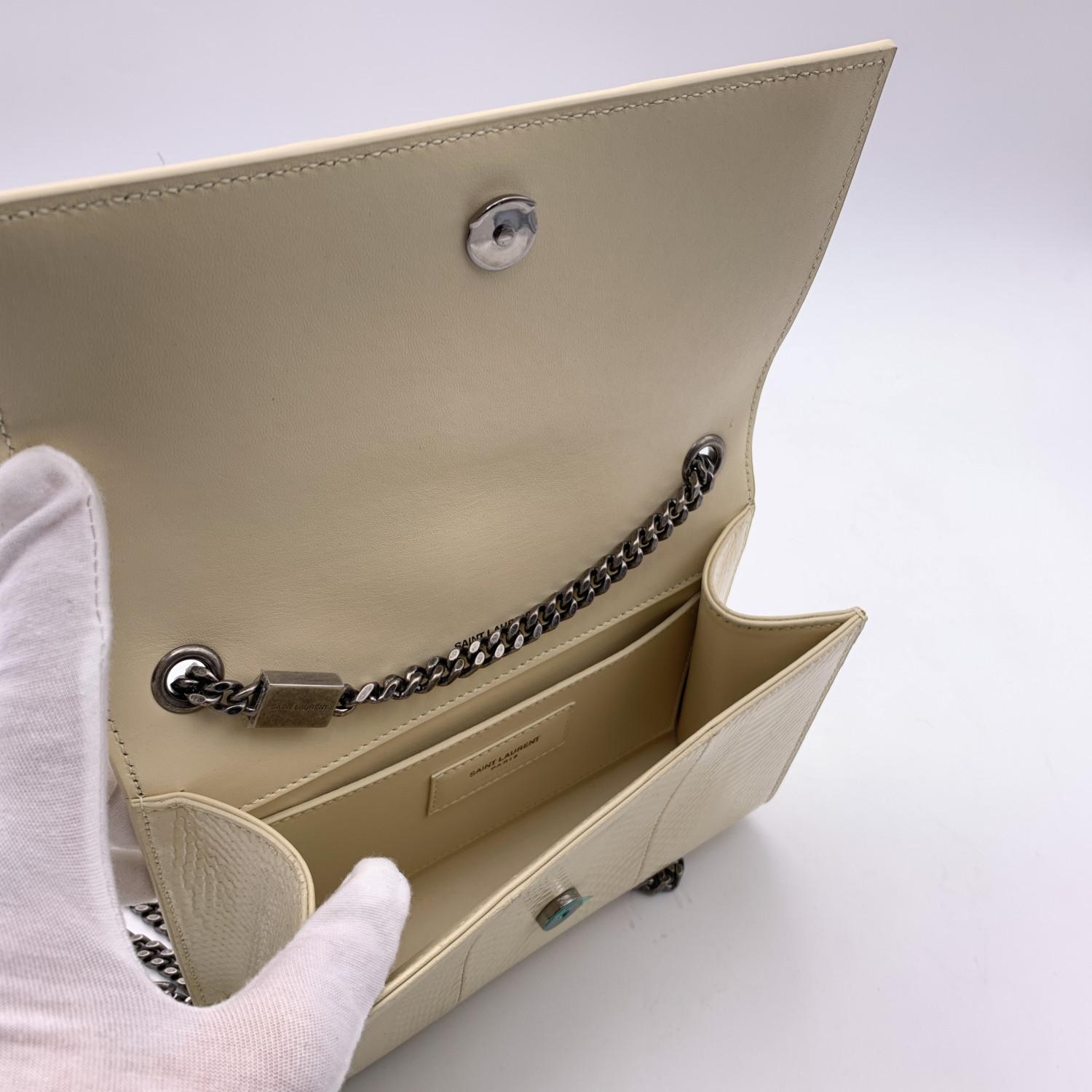 Yves Saint Laurent Beige Leather Palm Tree Monogram Shoulder Bag In Excellent Condition In Rome, Rome