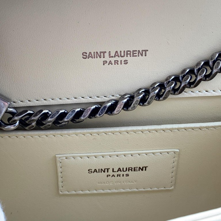 Yves Saint Laurent Beige Leather Palm Tree Monogram Shoulder Bag For Sale  at 1stDibs