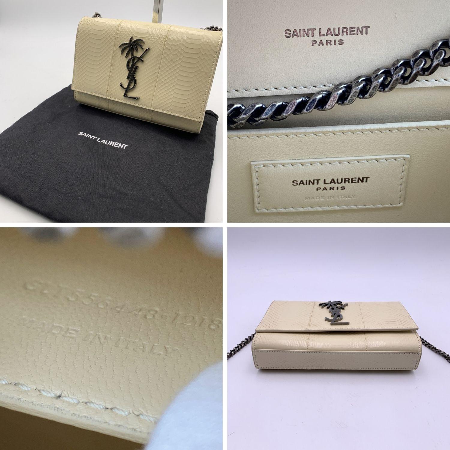 Yves Saint Laurent Beige Leather Palm Tree Monogram Shoulder Bag 2